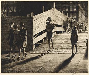 MARTIN LEWIS (1881-1962) Fifth Avenue Bridge. 1928.                                                                                              